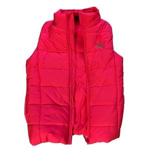 PUMA girls size Small (7-8) puffer vest NEON pink full zipper EUC